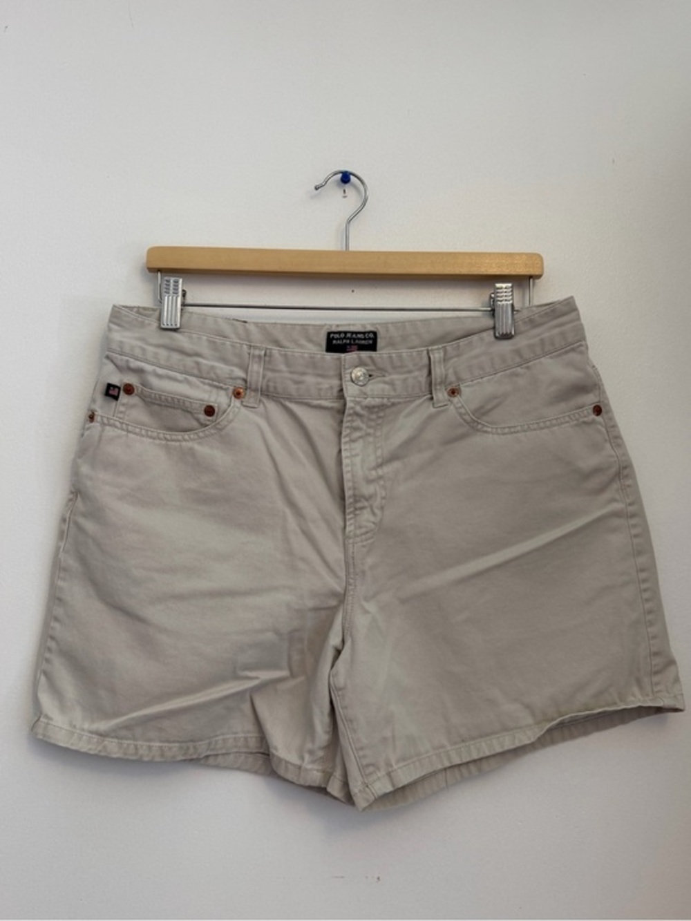 Vintage 90s/Y2K Polo Jeans Co. Ralph Lauren Beige 100% Cotton Shorts Size 12”